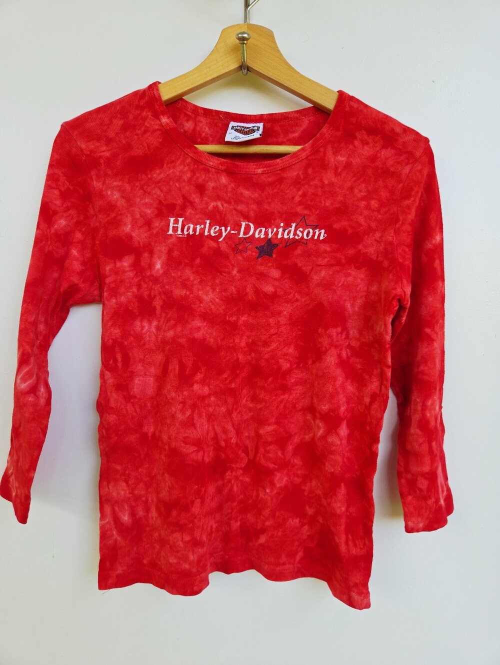 Vintage Y2K Harley Davidson Women’s Acid Wash Red Top Size Medium